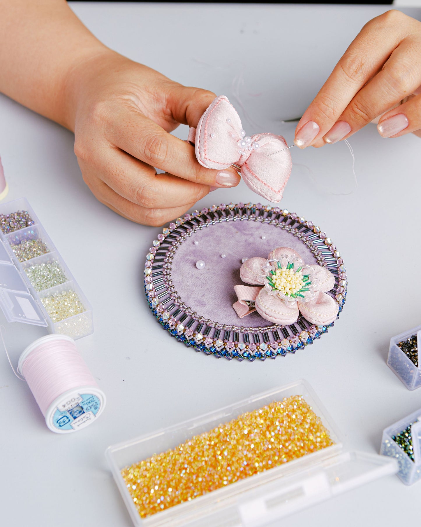 Pink Princess Sparkle - Blush Ballet Bow Clip - Large