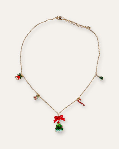 Festive Wonderland - Sparkling Christmas Tree Long Pendant Necklace
