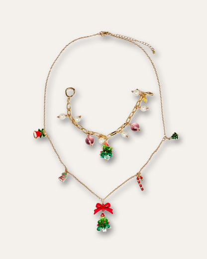 Festive Wonderland - Sparkling Christmas Tree Long Pendant Necklace