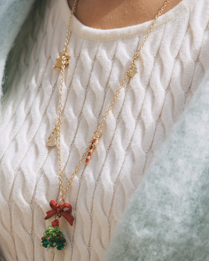 Festive Wonderland - Sparkling Christmas Tree Long Pendant Necklace