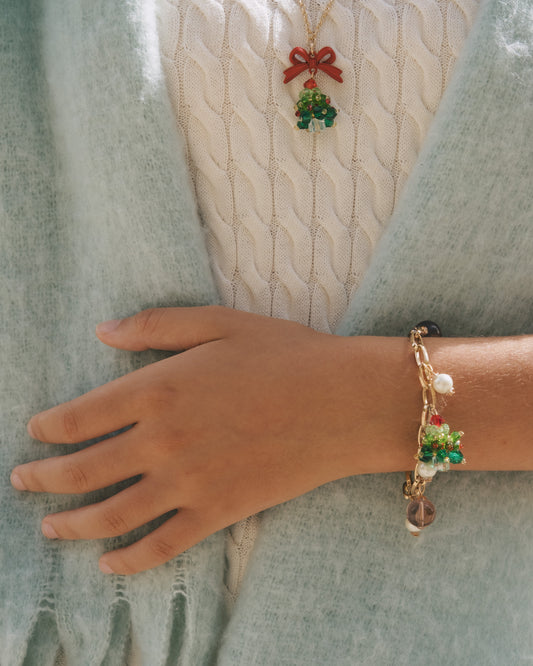 Festive Wonderland - Twinkling Tree Treasure Long Pendant Necklace, Bracelet