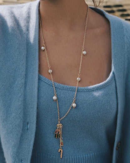 Festive Wonderland - Jingle Charm Symphony Long Pendant Necklace, Bracelet